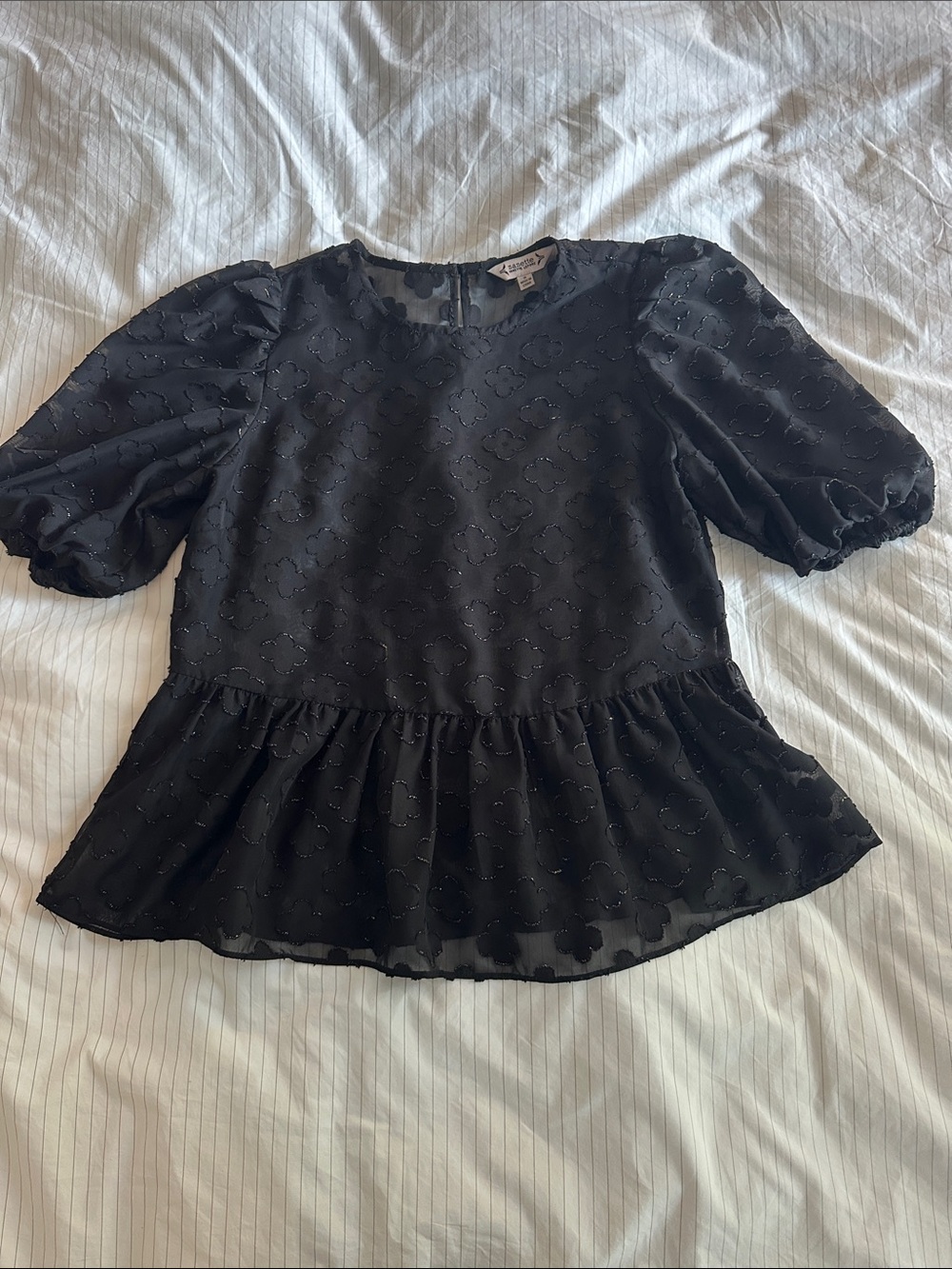 Nanette Lepore Black Floral Appliqué Top Size S